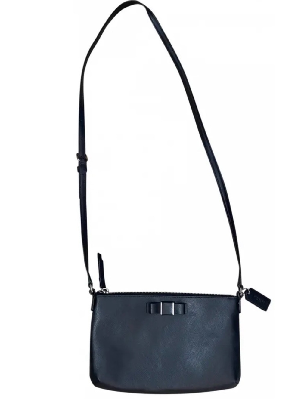 COACH Darcy Bow East West Swing pack 2014 Soft Black Leather Silver F51858 - EUC - Picture 11 of 16